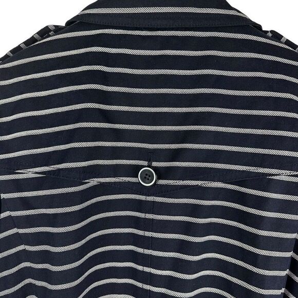 Talbots Navy White Stripe Trench size Medium Belted - Picture 6 of 10